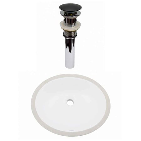 16.5 W CUPC Oval Undermount Sink Set In White, Black Hardware, Overflow Drain Incl.